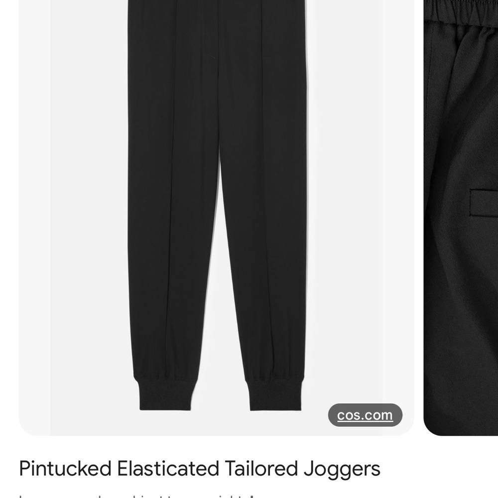 COS Black Pintucked Elasticated Tailored Joggers